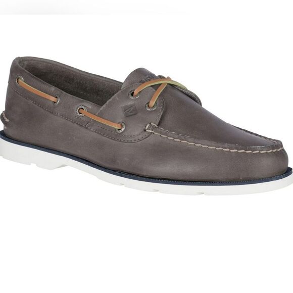 Sperry Men's Leeward Nautical Cross Lace Boat Shoe Size 8 in Grey NWT in packagi - Picture 1 of 13